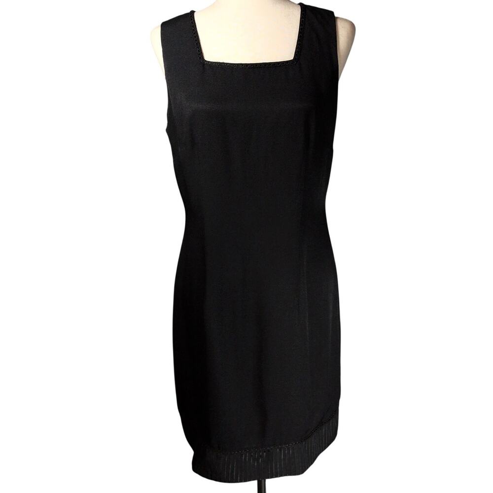 Vintage Caren Desiree Company Little Black Sleeveless Square Neck Sheath Dress 8